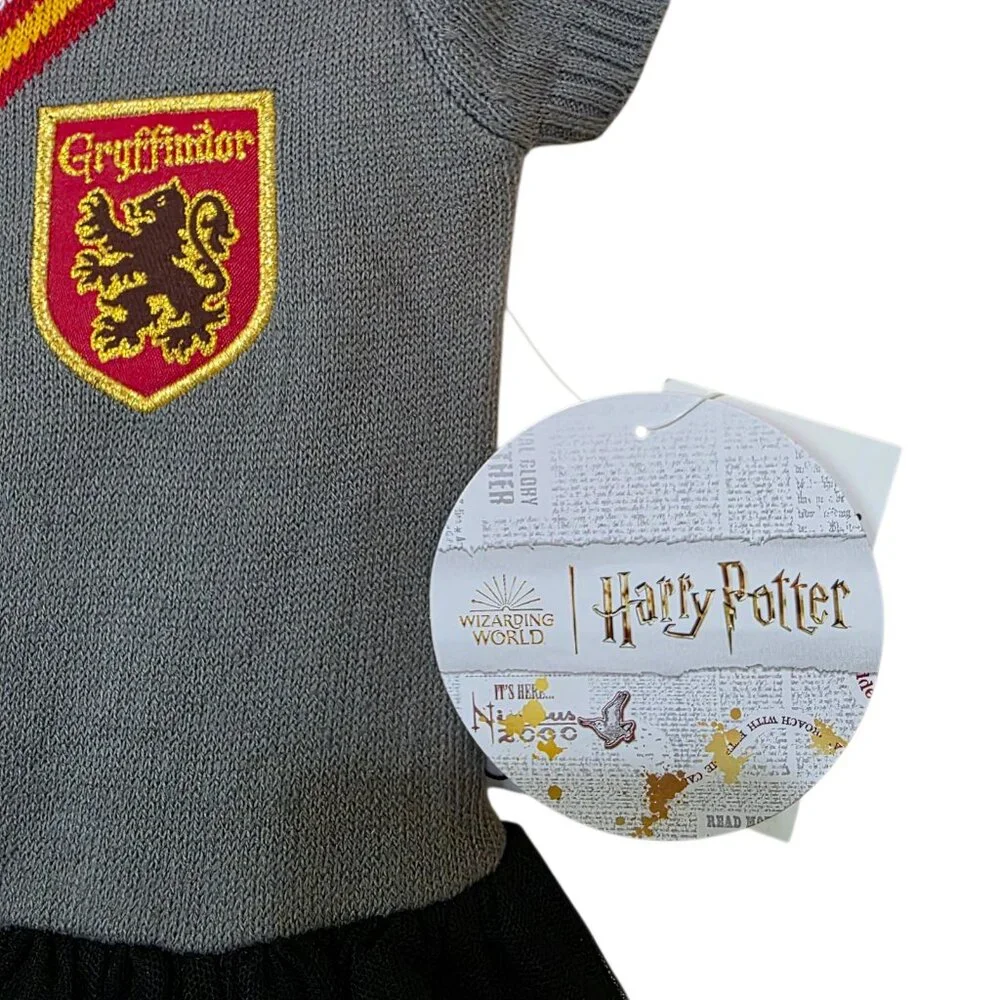 Harry Potter Gryffindor Toddler Girl Dress Up Sweater Dress Short Sleeve 12M-3T